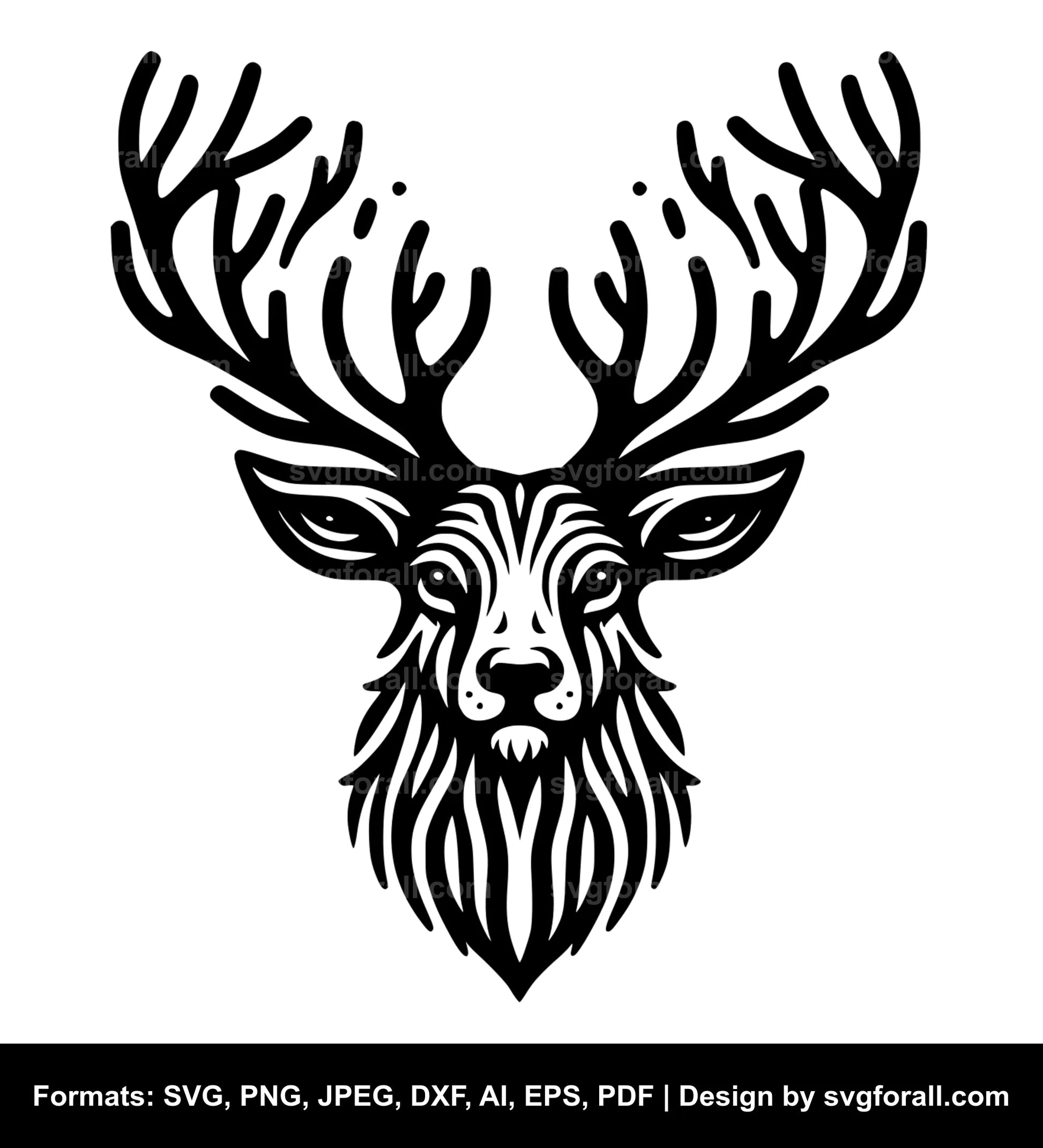 Reindeer Face Black SVG