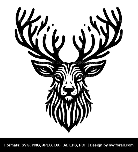 Reindeer Face Black SVG