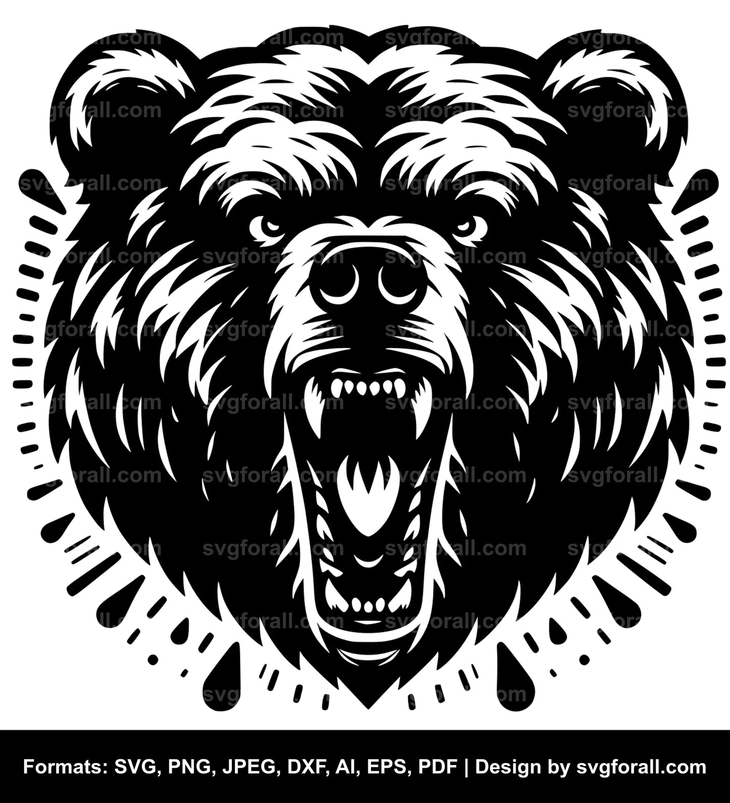 Roaring Bear Black SVG