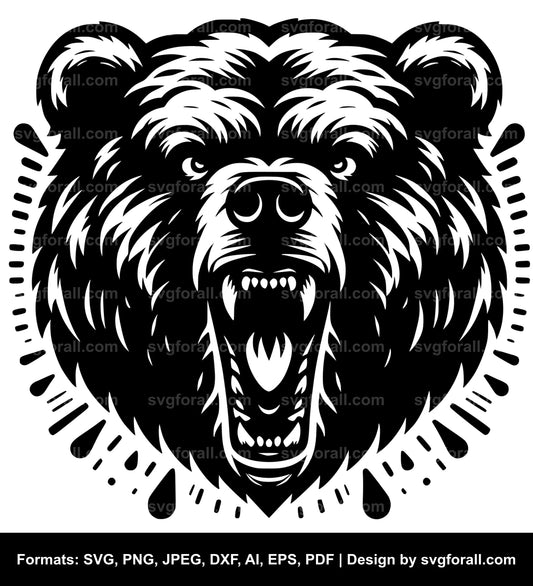 Roaring Bear Black SVG