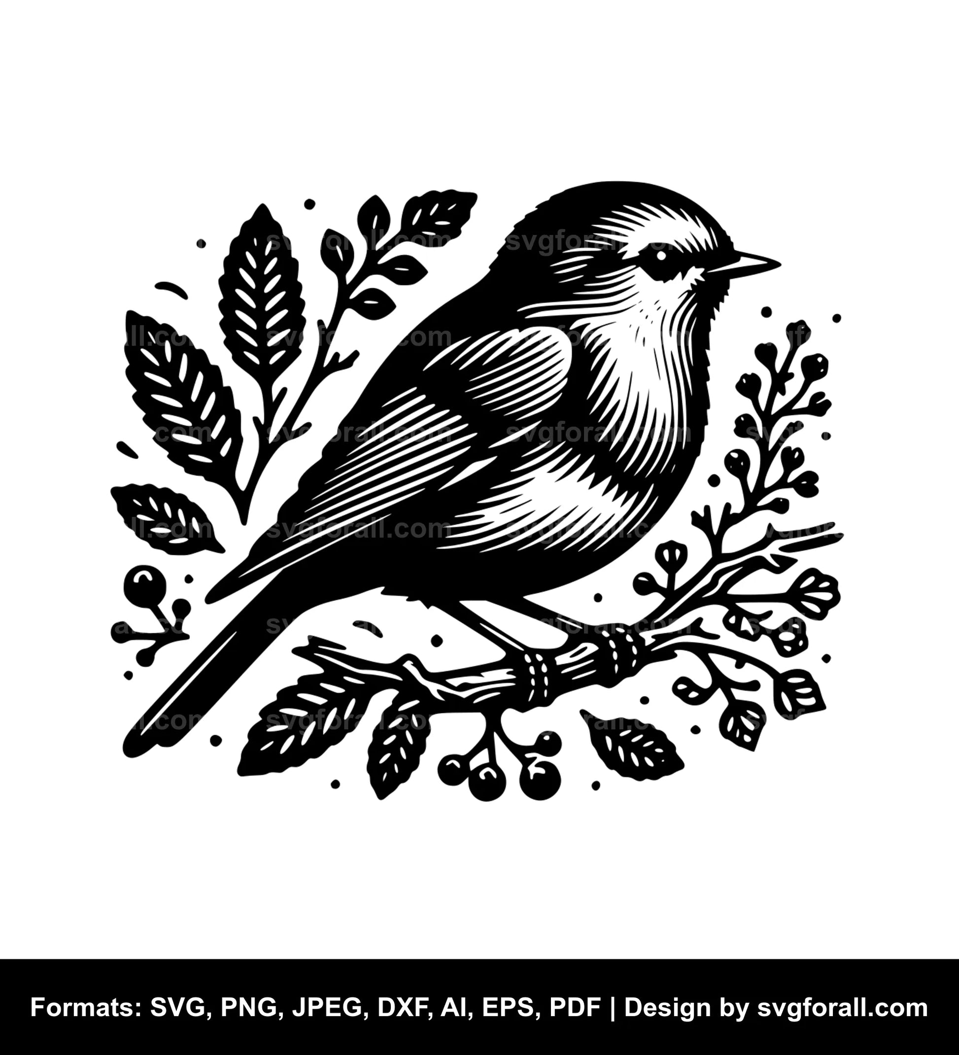 Robin Bird Black SVG