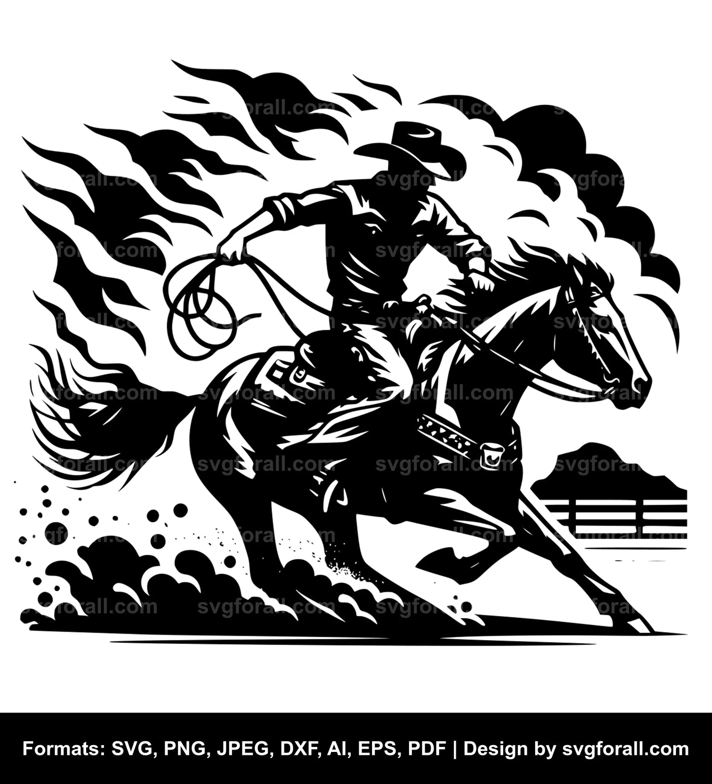 Rodeo Cowboy Black SVG