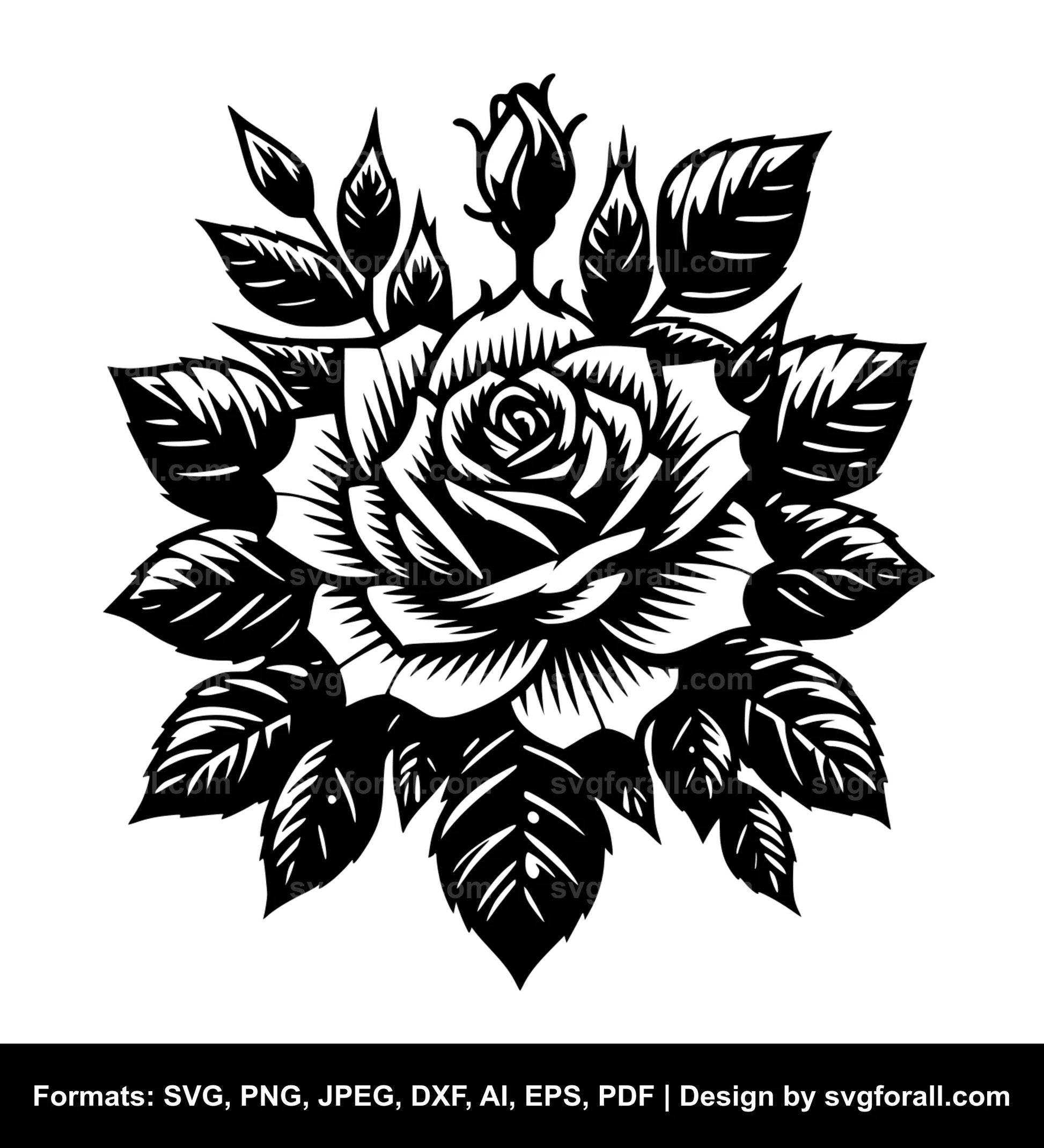 Rose Flower Black SVG