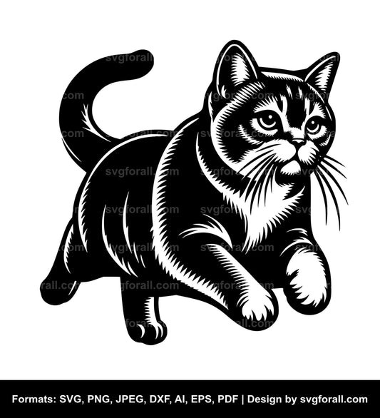 Running Cat Black SVG