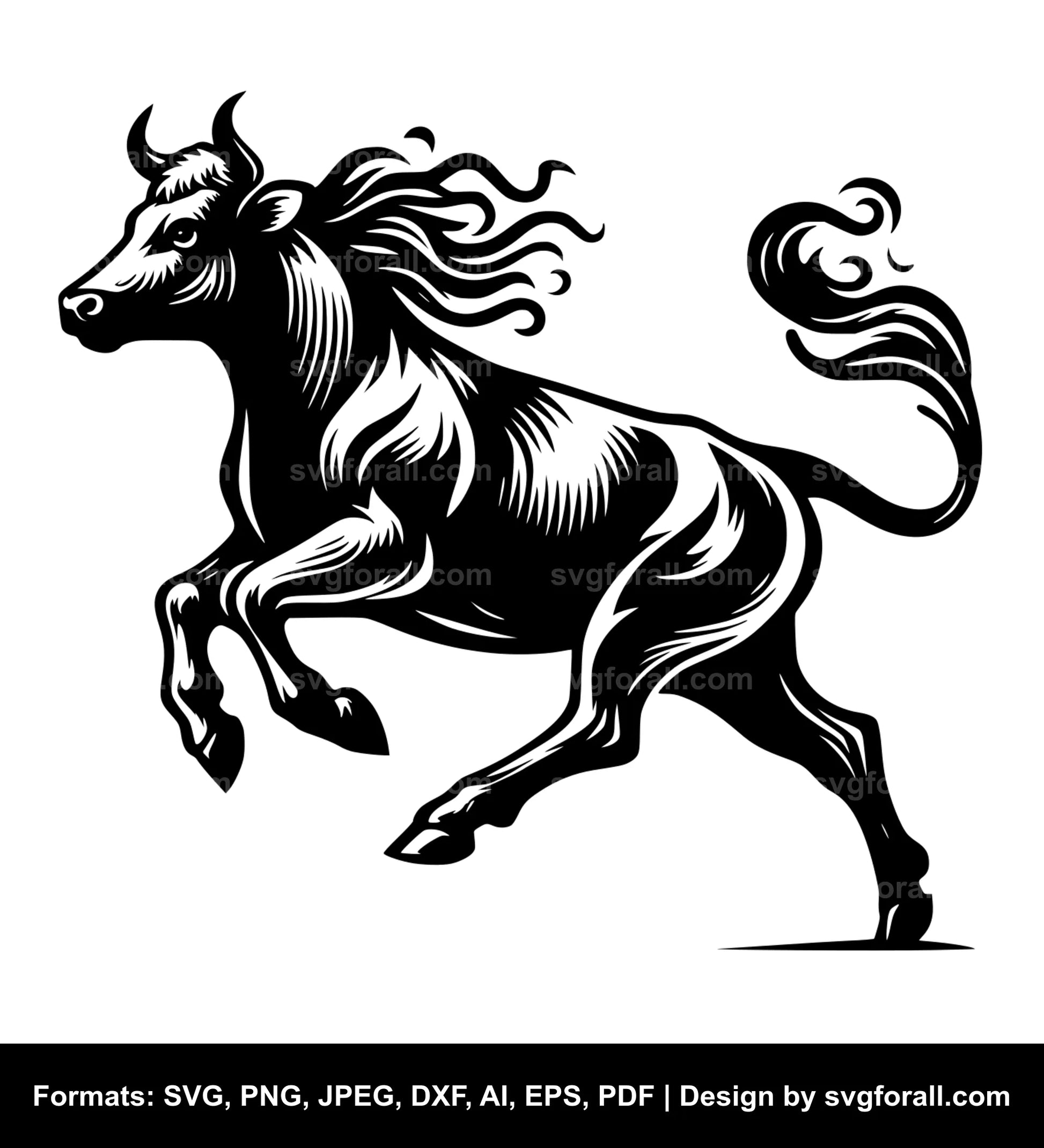 Running Cow Black SVG