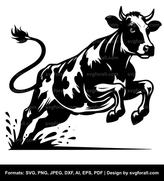 Running Cow SVG Vector