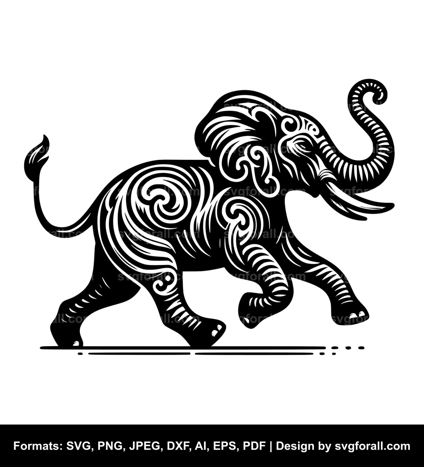 Running Elephant Vector SVG