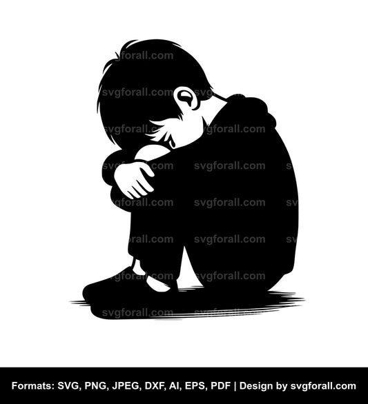 Sad Boy SVG Vector