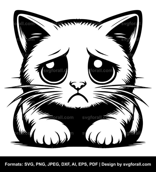 Sad Cat SVG Vector