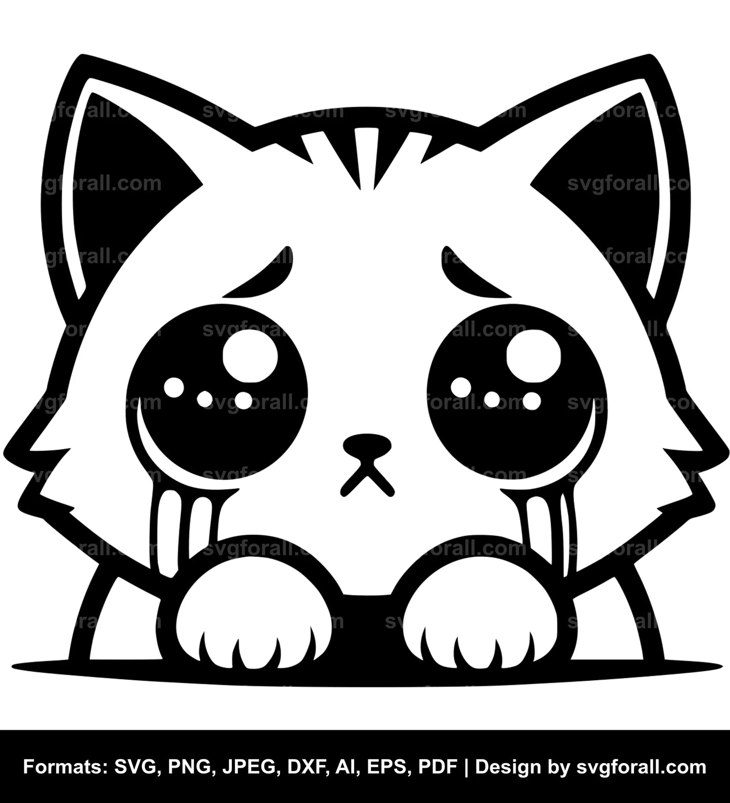 Sad Cat Vector SVG