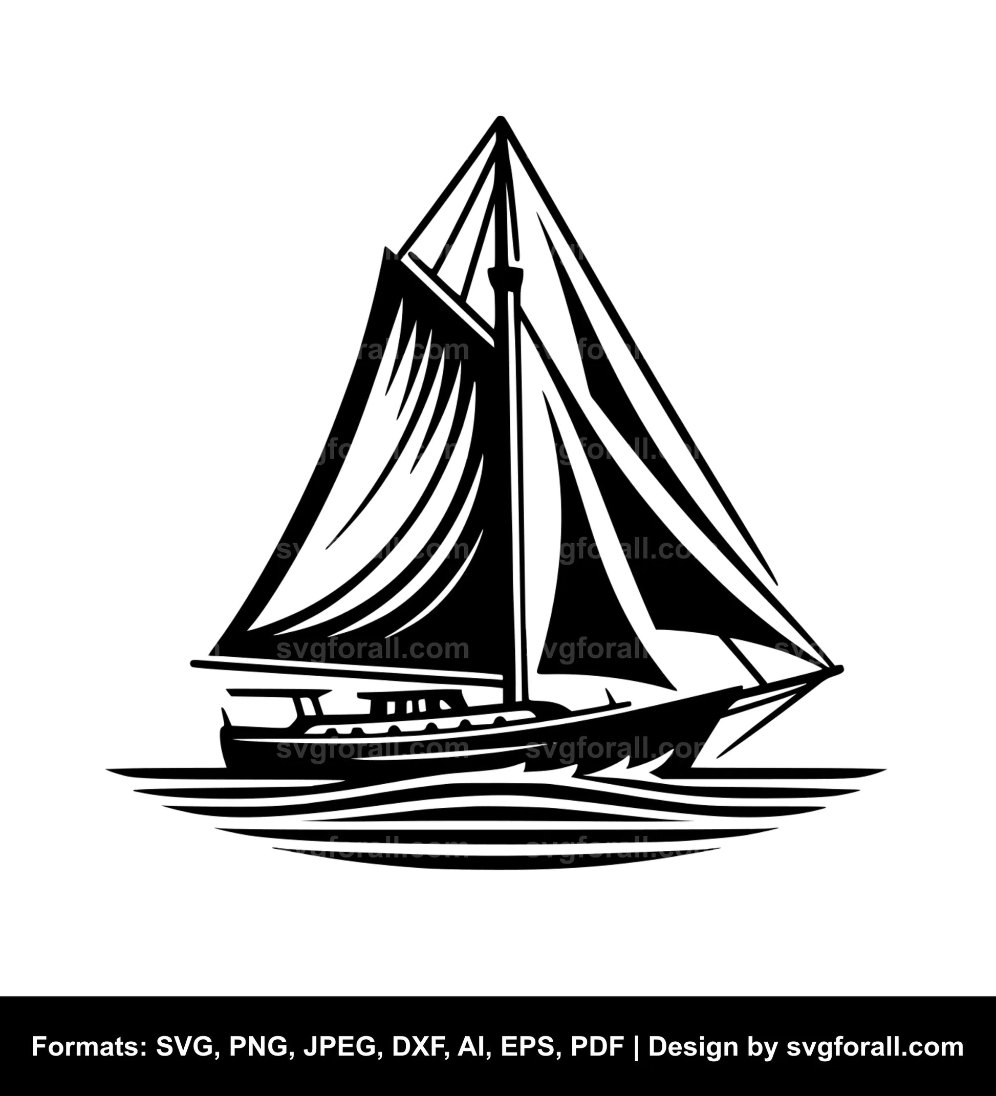 Sailboat Black SVG