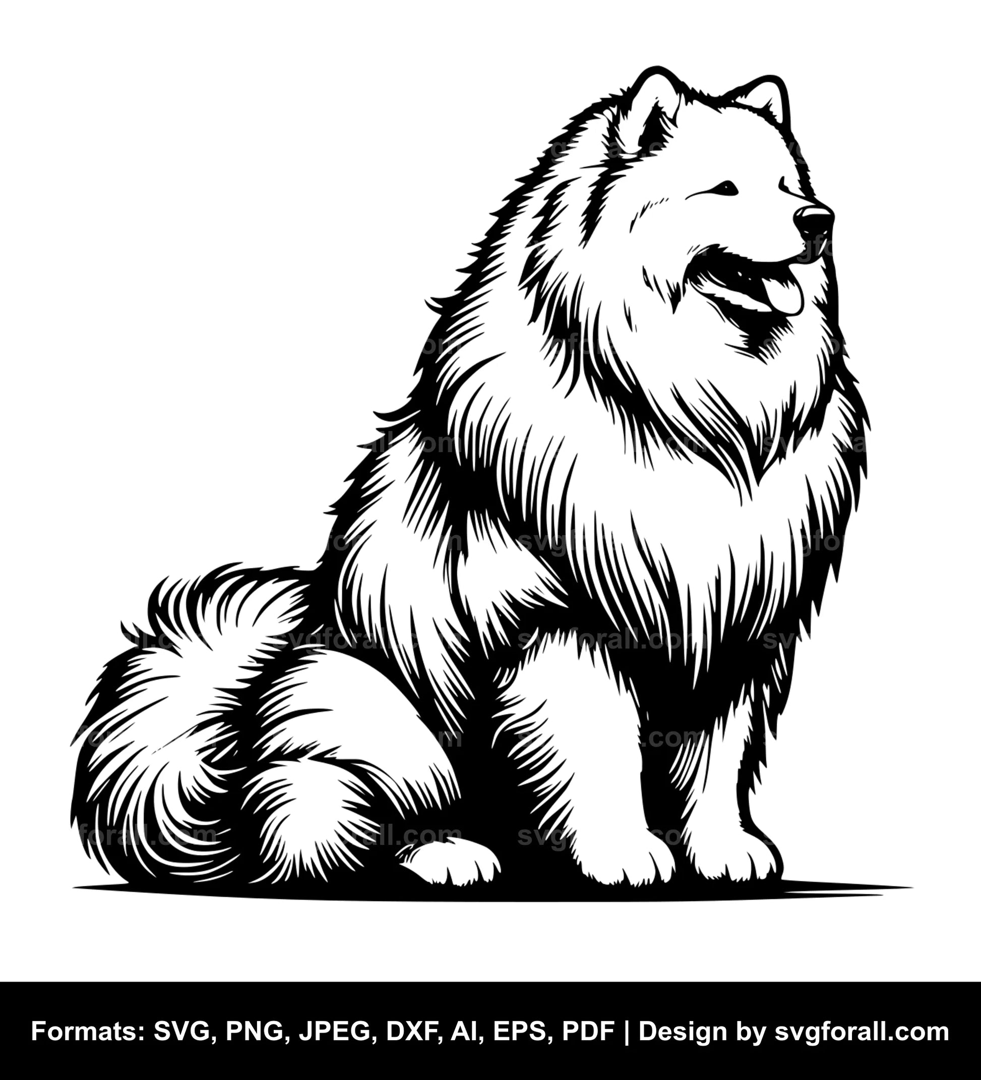 Samoyed Dog Black SVG