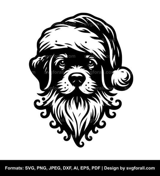 Santa Dog Black SVG