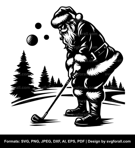 Santa Golfing Clipart SVG