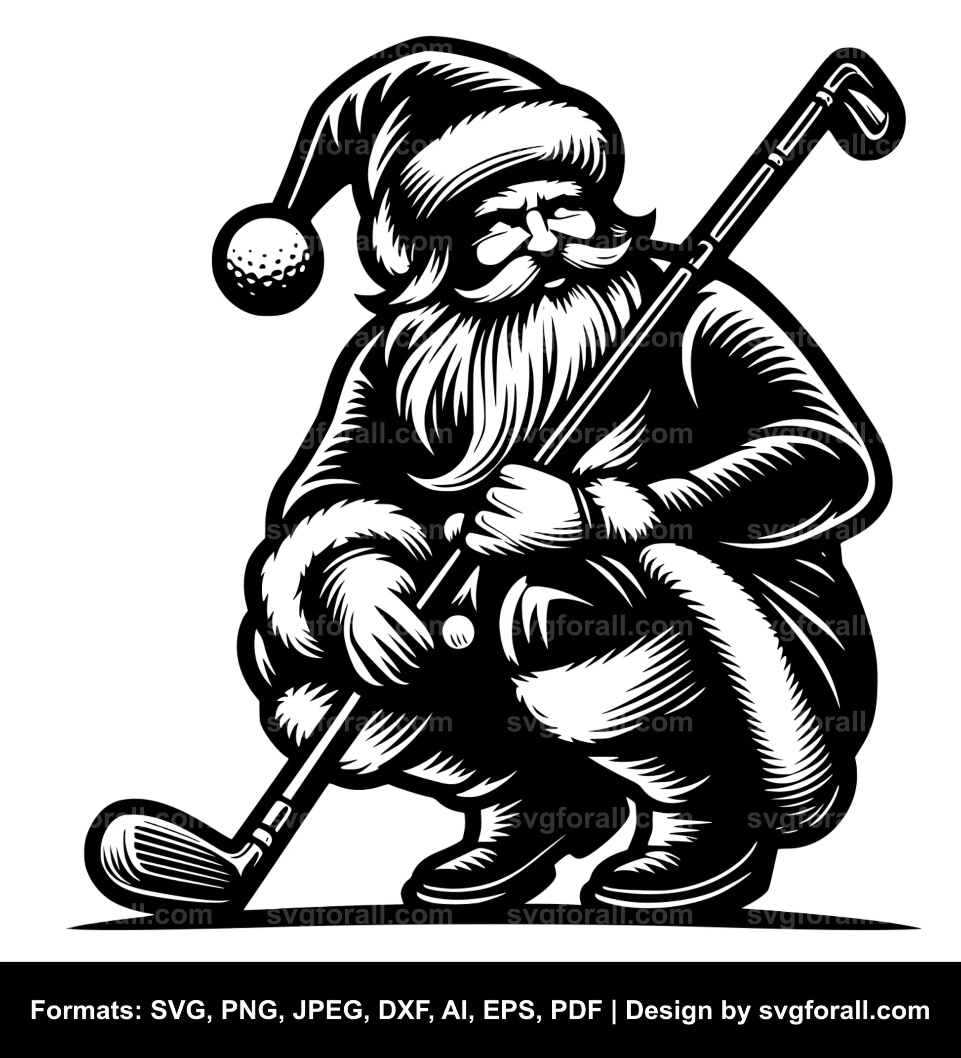 Santa Golfing SVG Clip Art