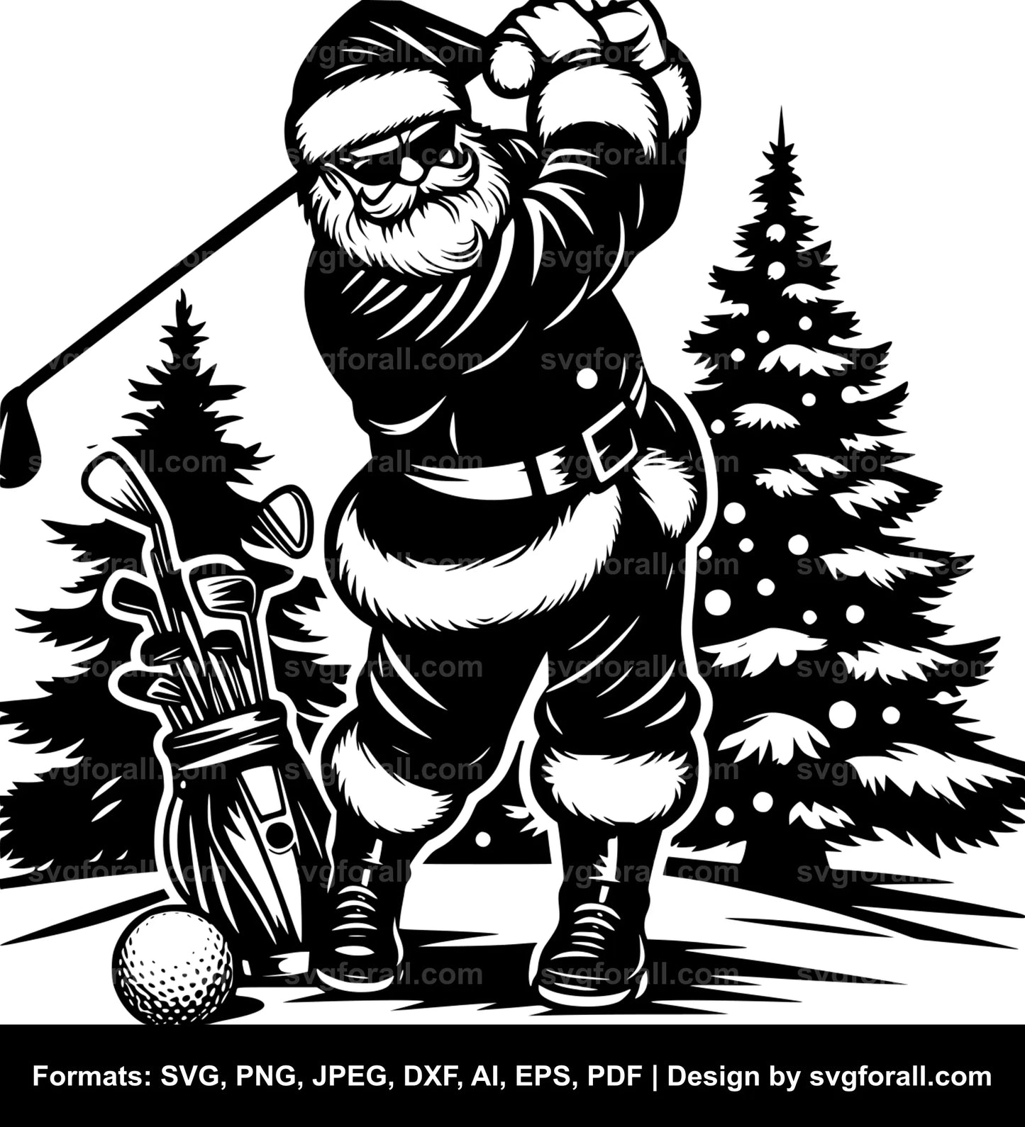 Santa Golfing SVG Clipart