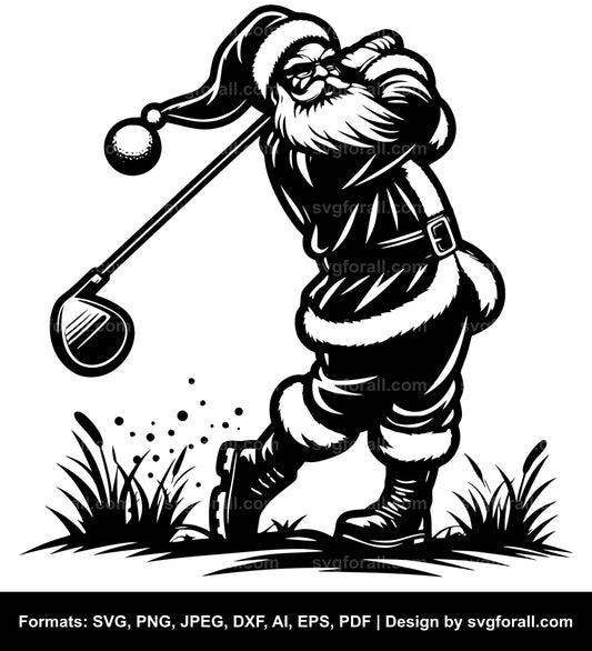 Santa Golfing SVG PNG Image