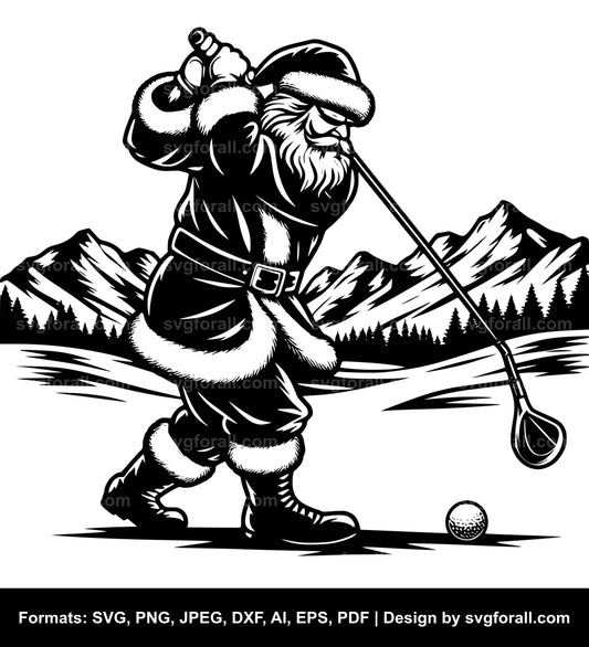 Santa Golfing SVG Vector