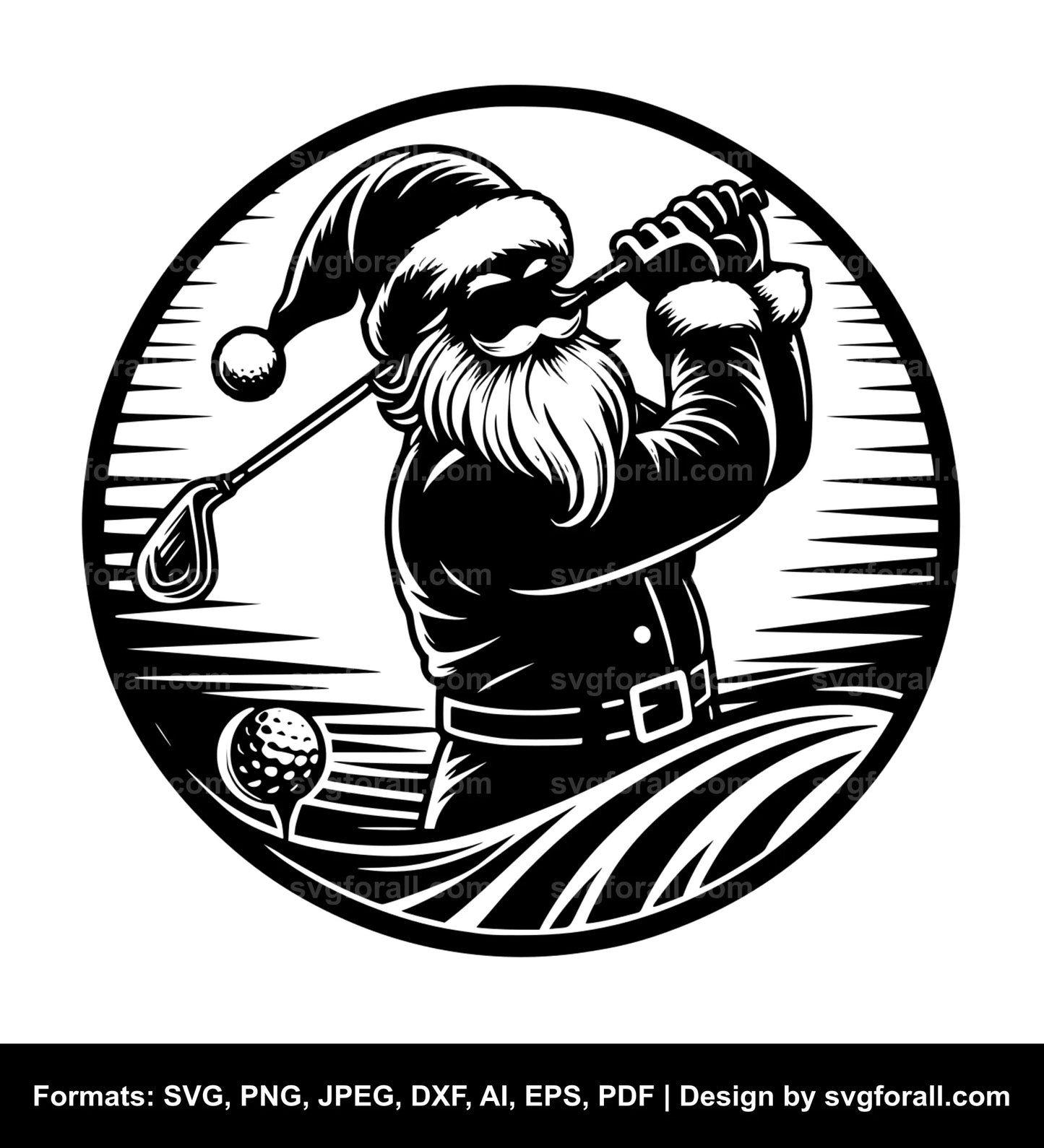 Santa Golfing Vector SVG