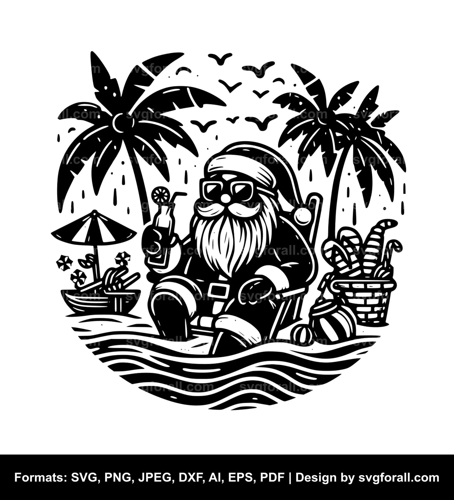 Santa In Beach Cricut SVG