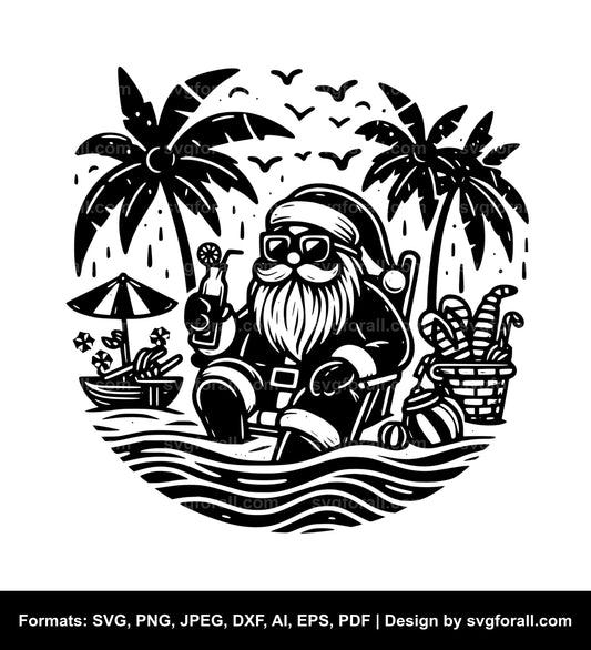 Santa In Beach Cricut SVG