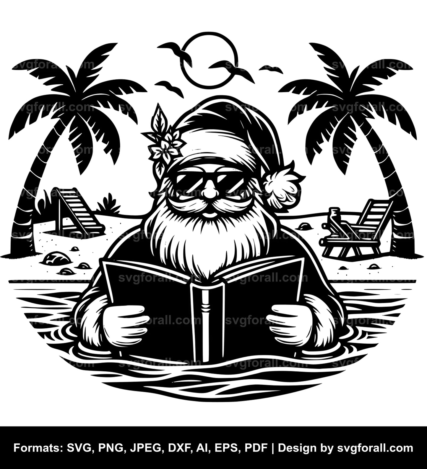 Santa In Beach SVG Clipart