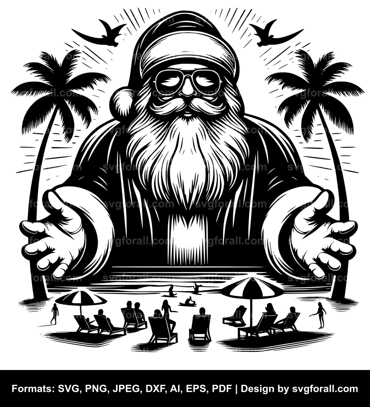 Santa In Beach SVG Design