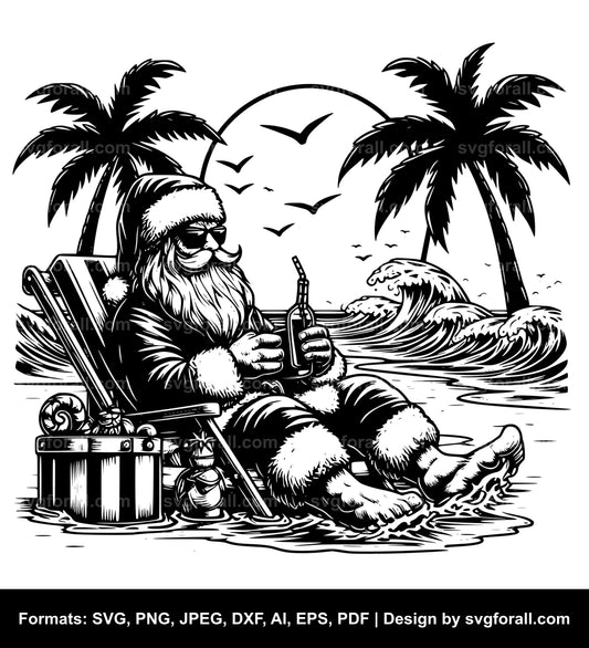 Santa In Beach SVG Vector