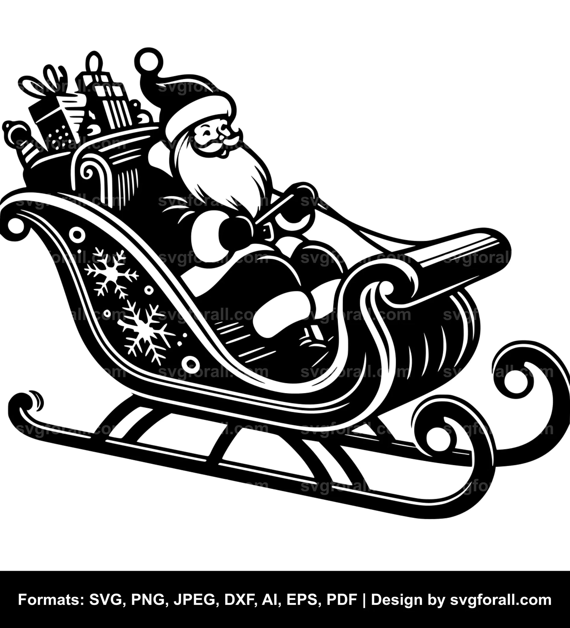 Santa Sleigh Clipart SVG