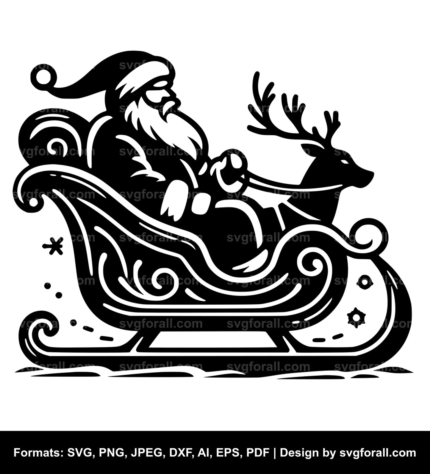 Santa Sleigh SVG Vector