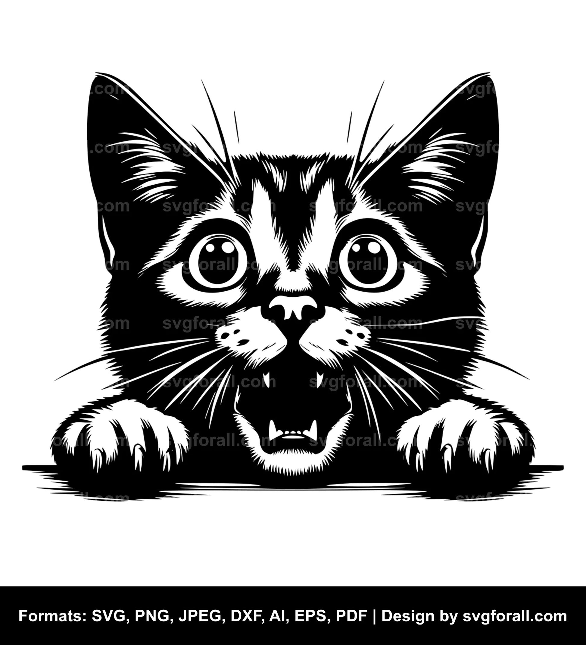 Scared Cat Black SVG