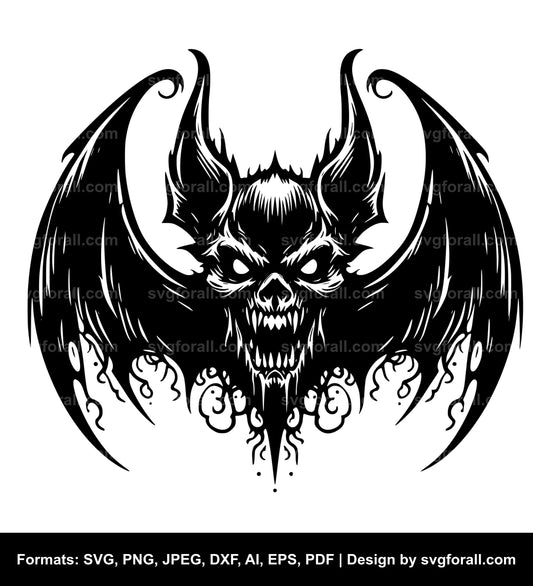 Scary Bat Black SVG