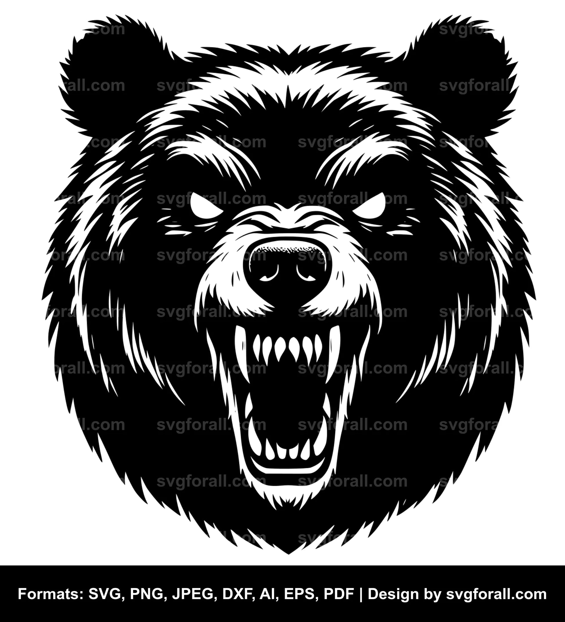 Scary Bear Black SVG