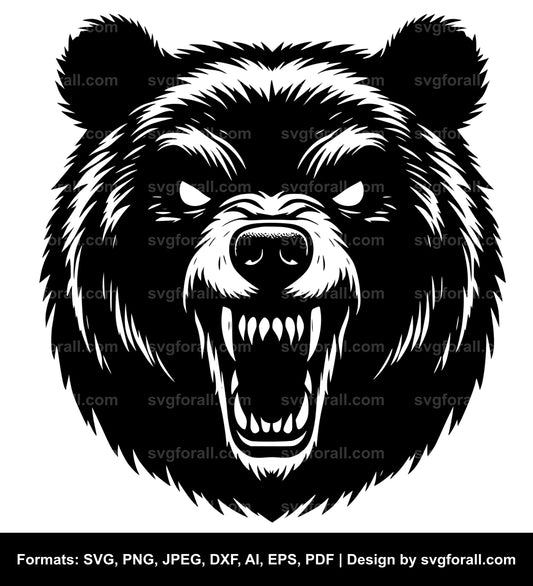 Scary Bear Black SVG