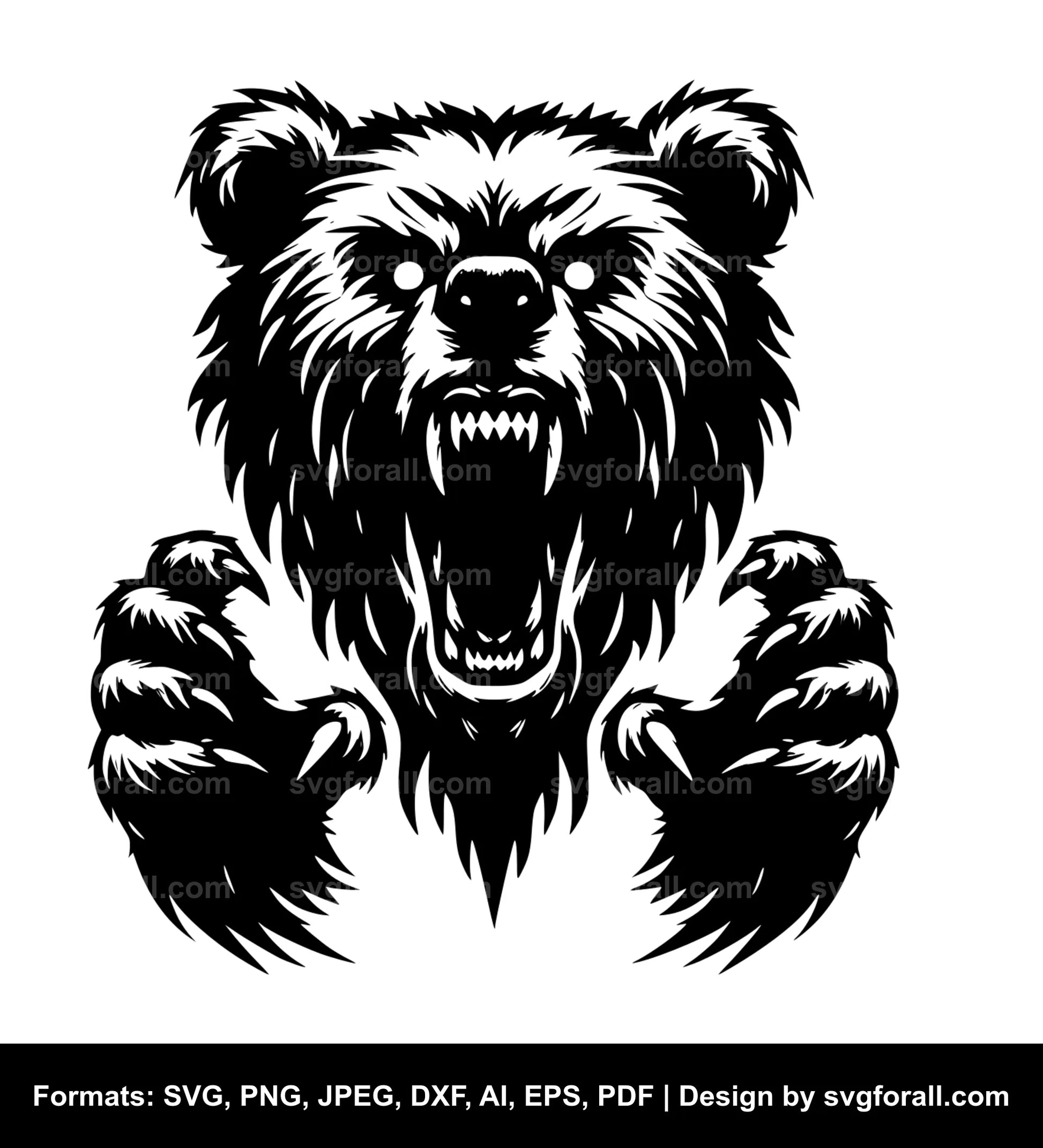 Scary Bear Clipart SVG