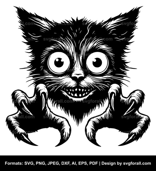 Scary Cat Black SVG