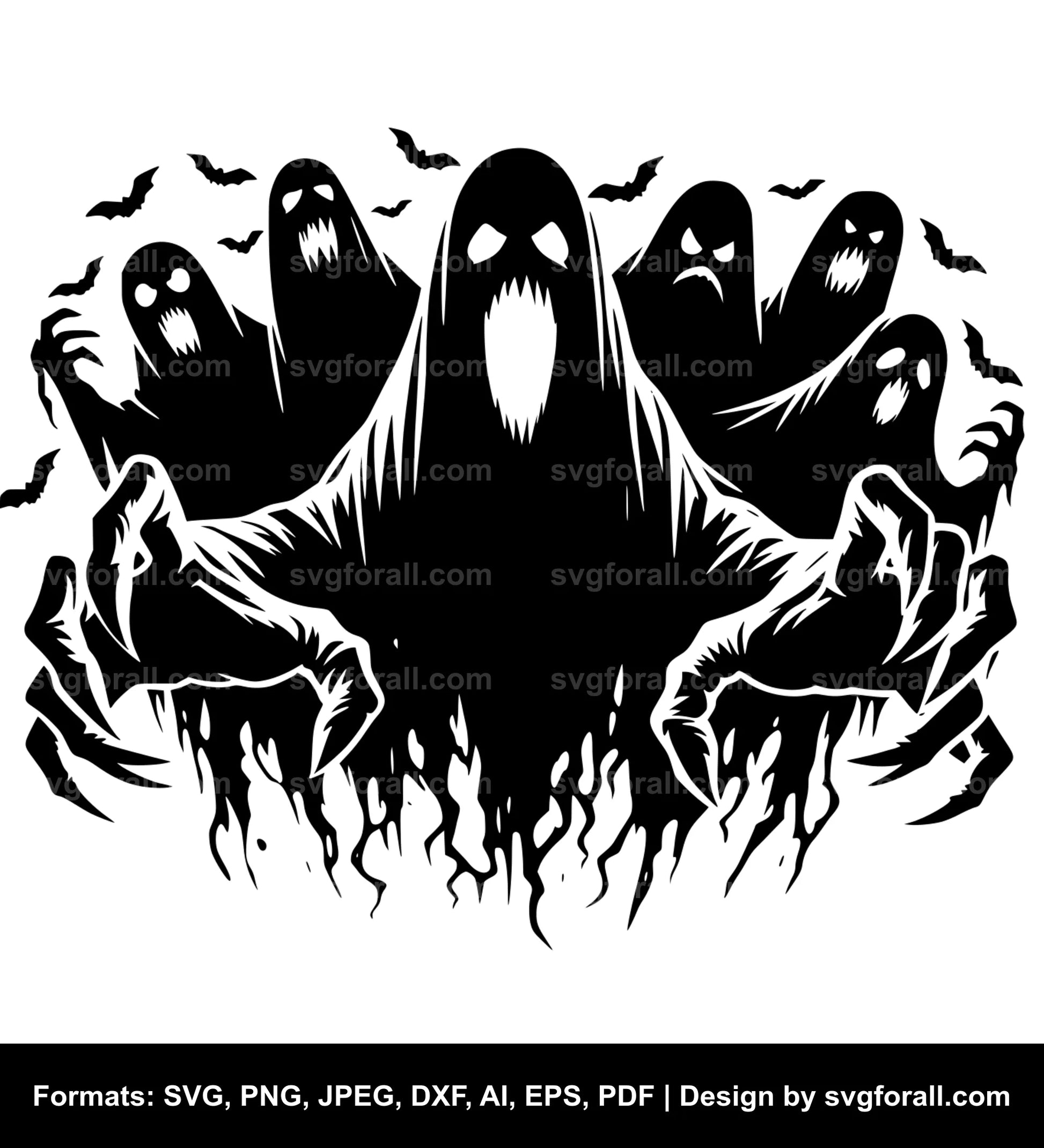 Scary Ghost Black SVG