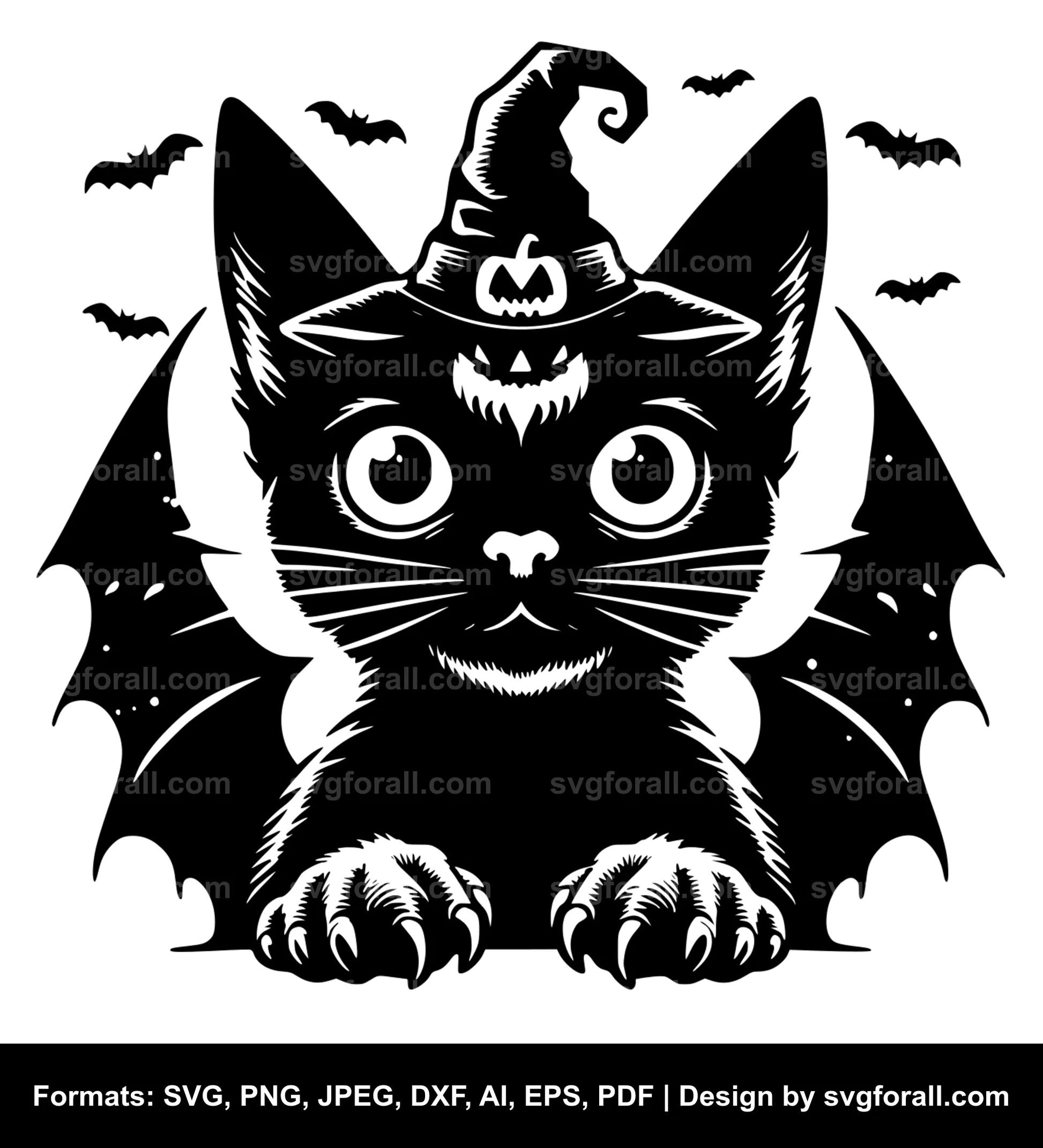 Scary Halloween Cat SVG PNG