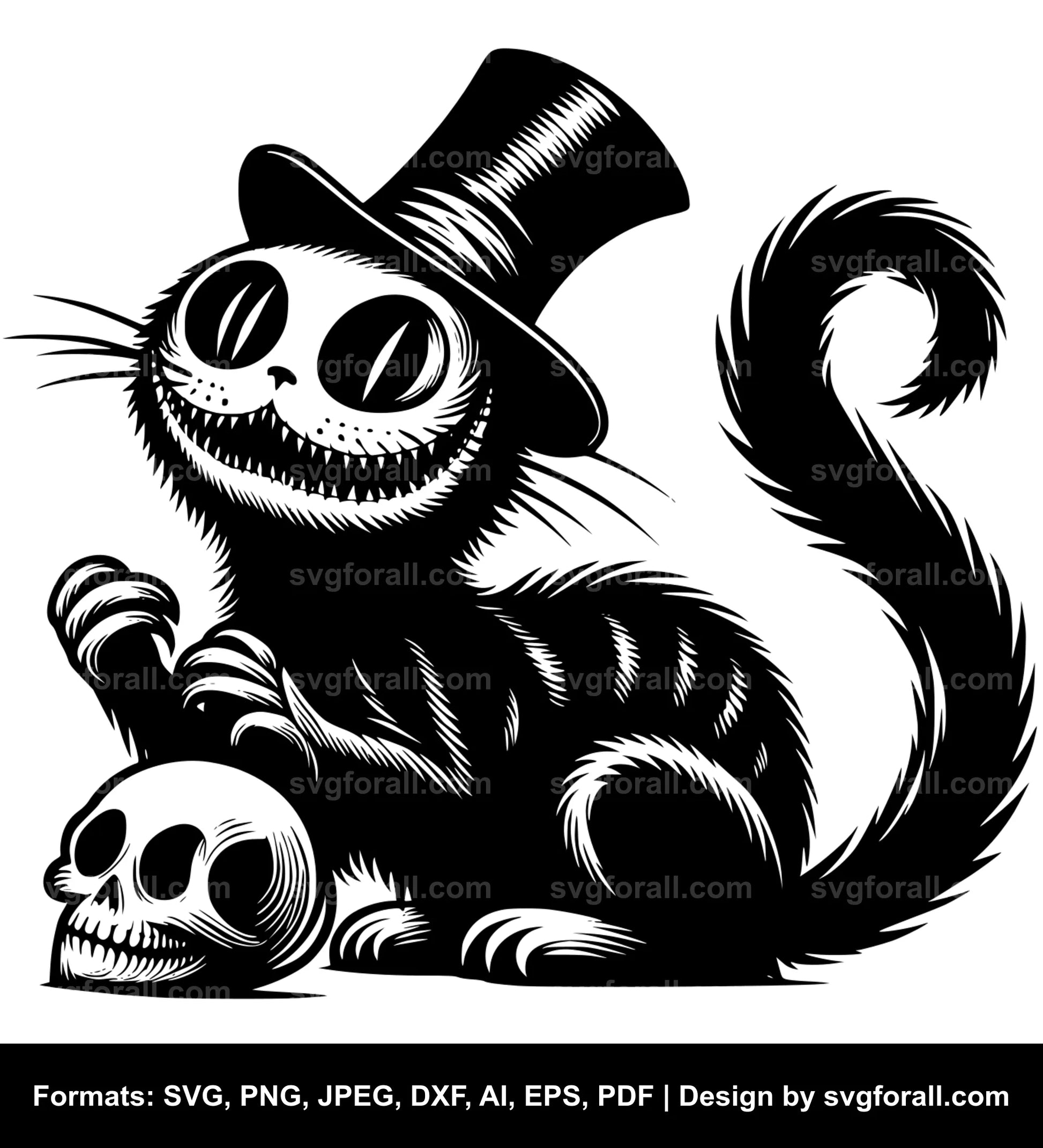 Scary Halloween Cat SVG Vector