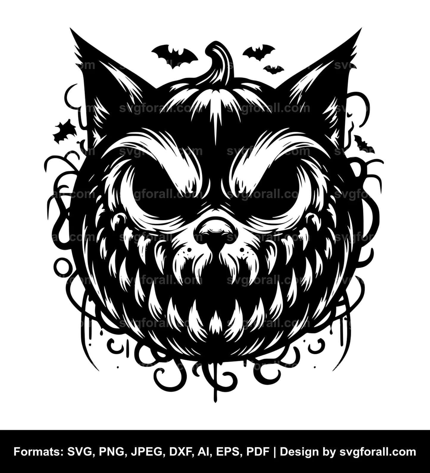 Scary Halloween Cat Vector SVG