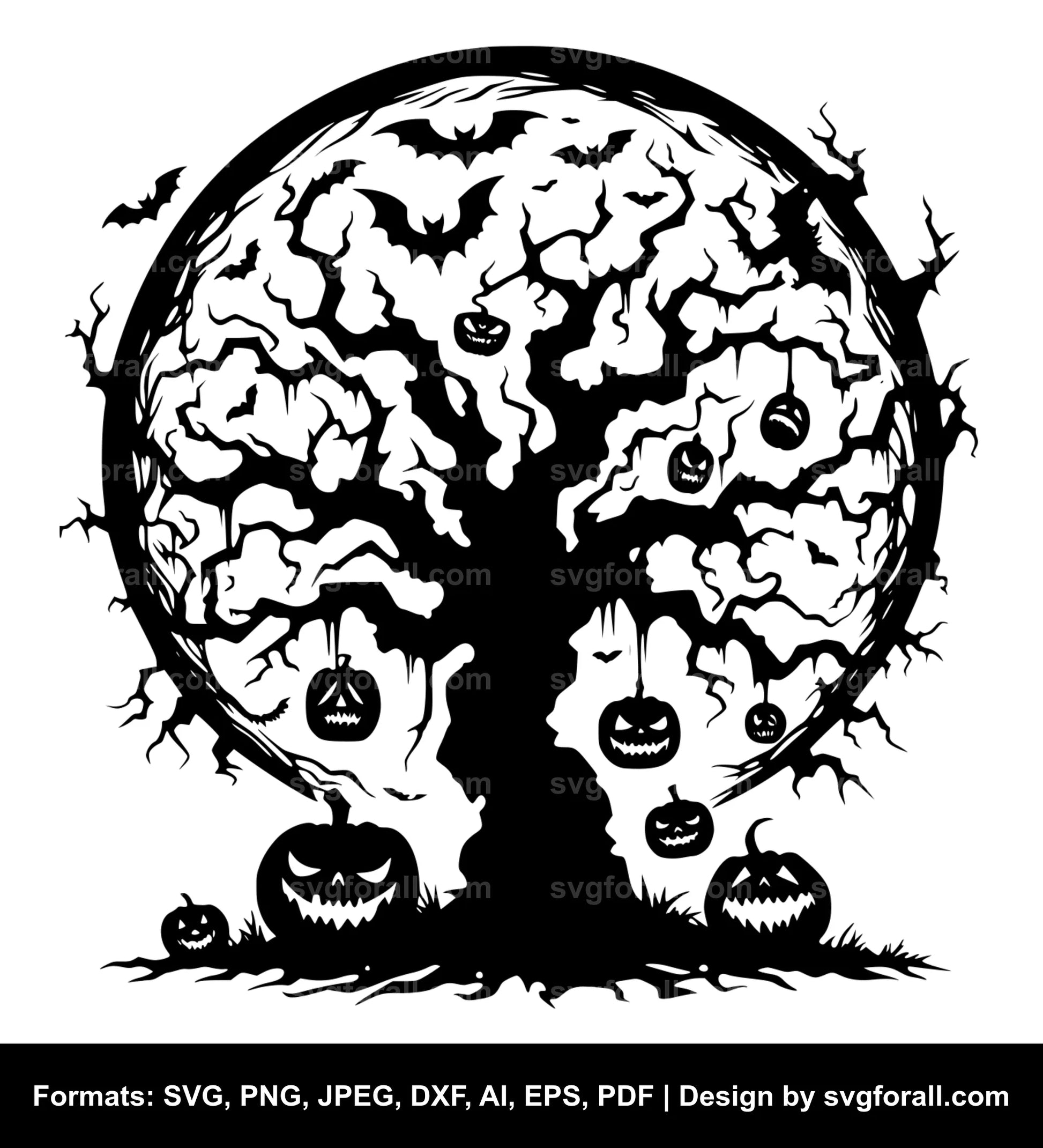 Scary Halloween Tree Cricut SVG