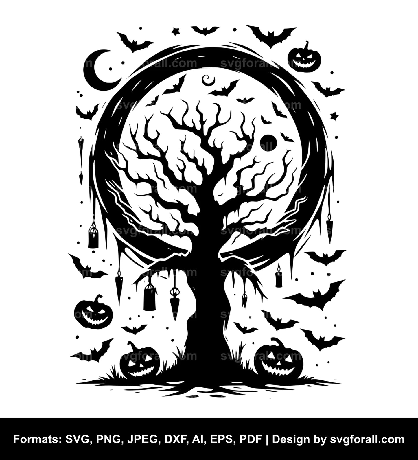 Scary Halloween Tree SVG