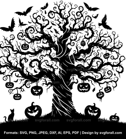 Scary Halloween Tree SVG File