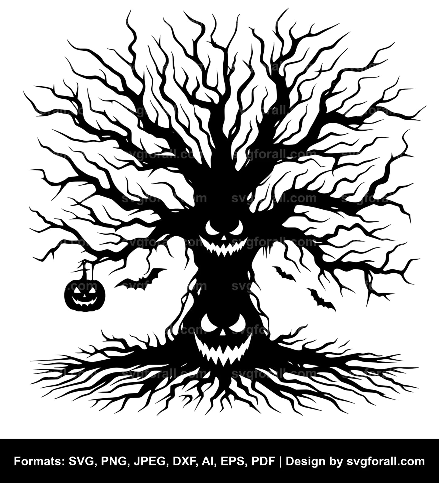 Scary Halloween Tree SVG PNG