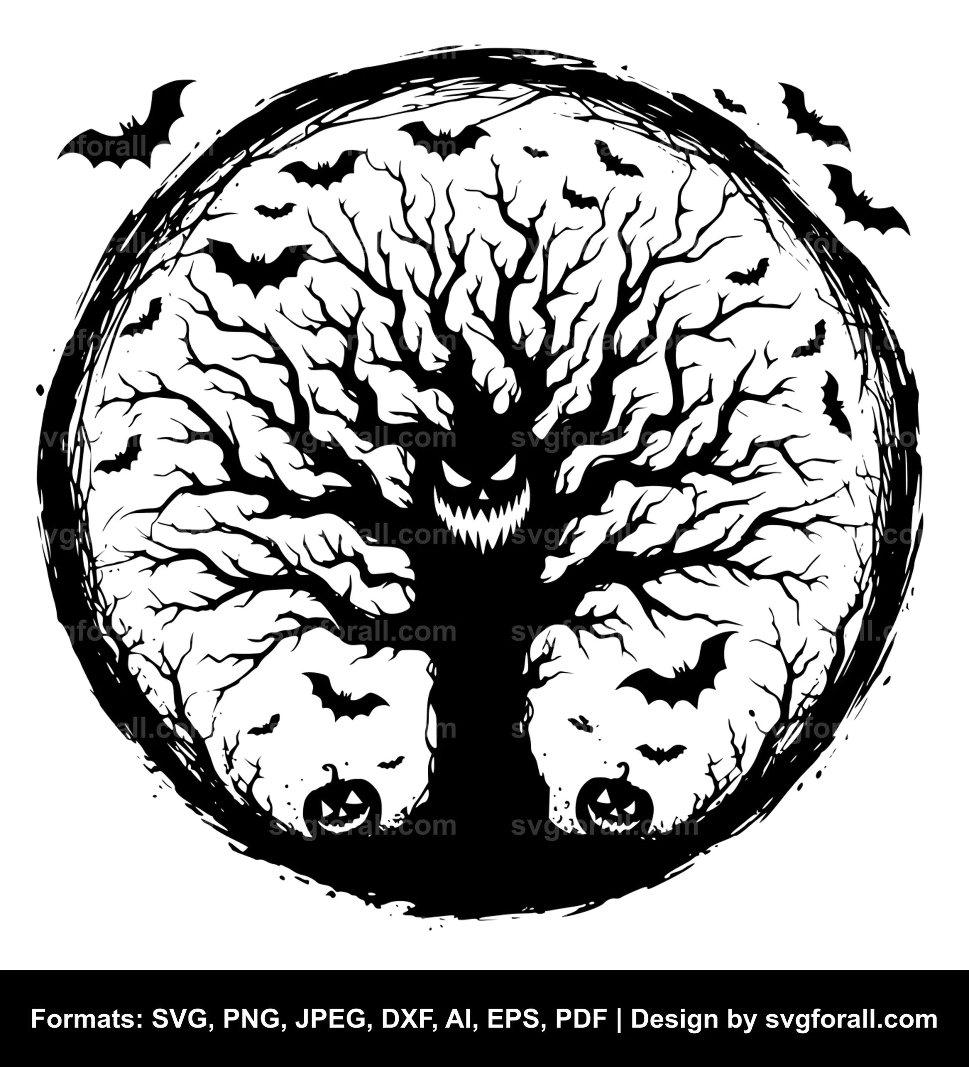 Scary Halloween Tree SVG Vector