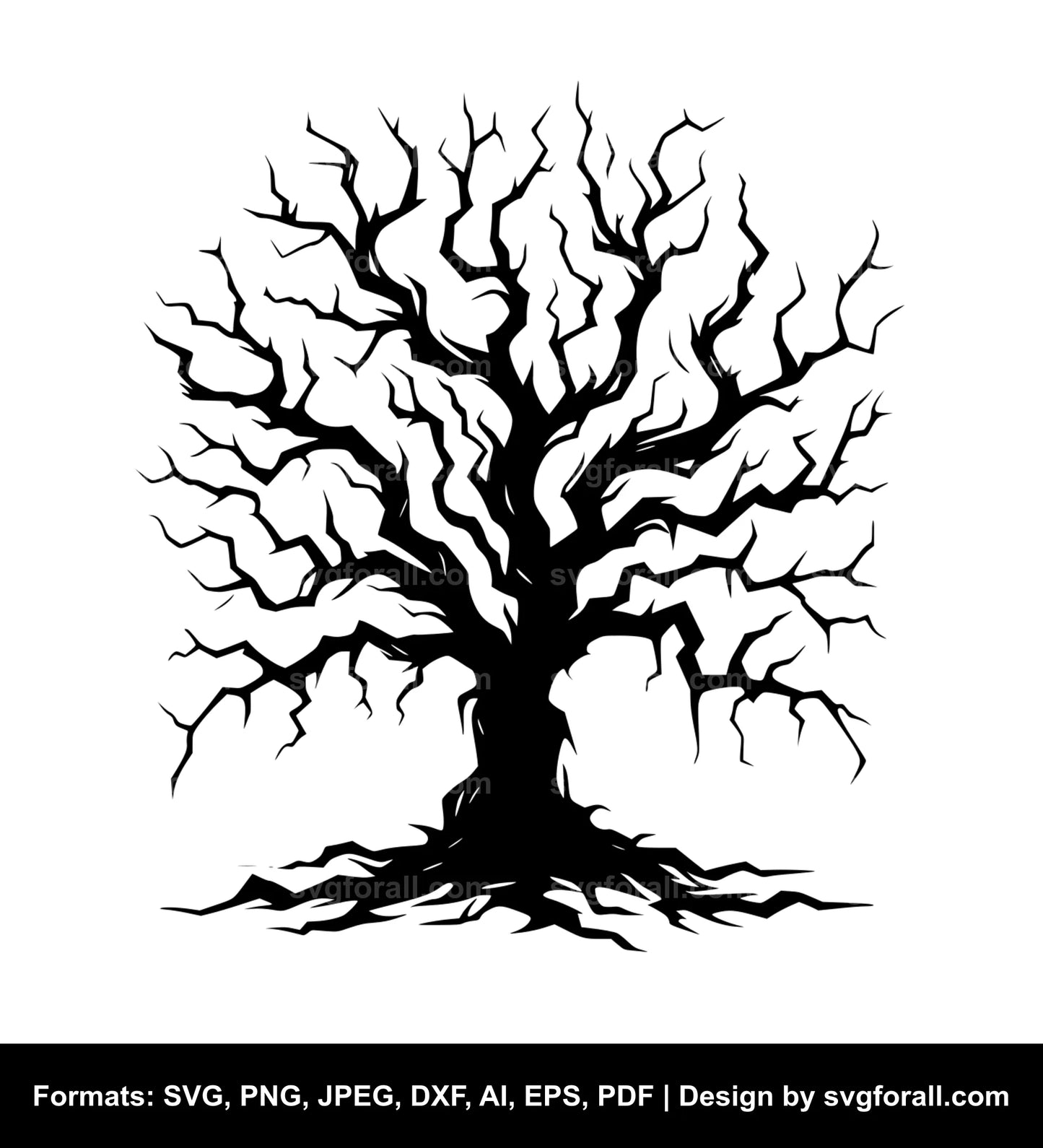 Scary Halloween Tree Vector SVG