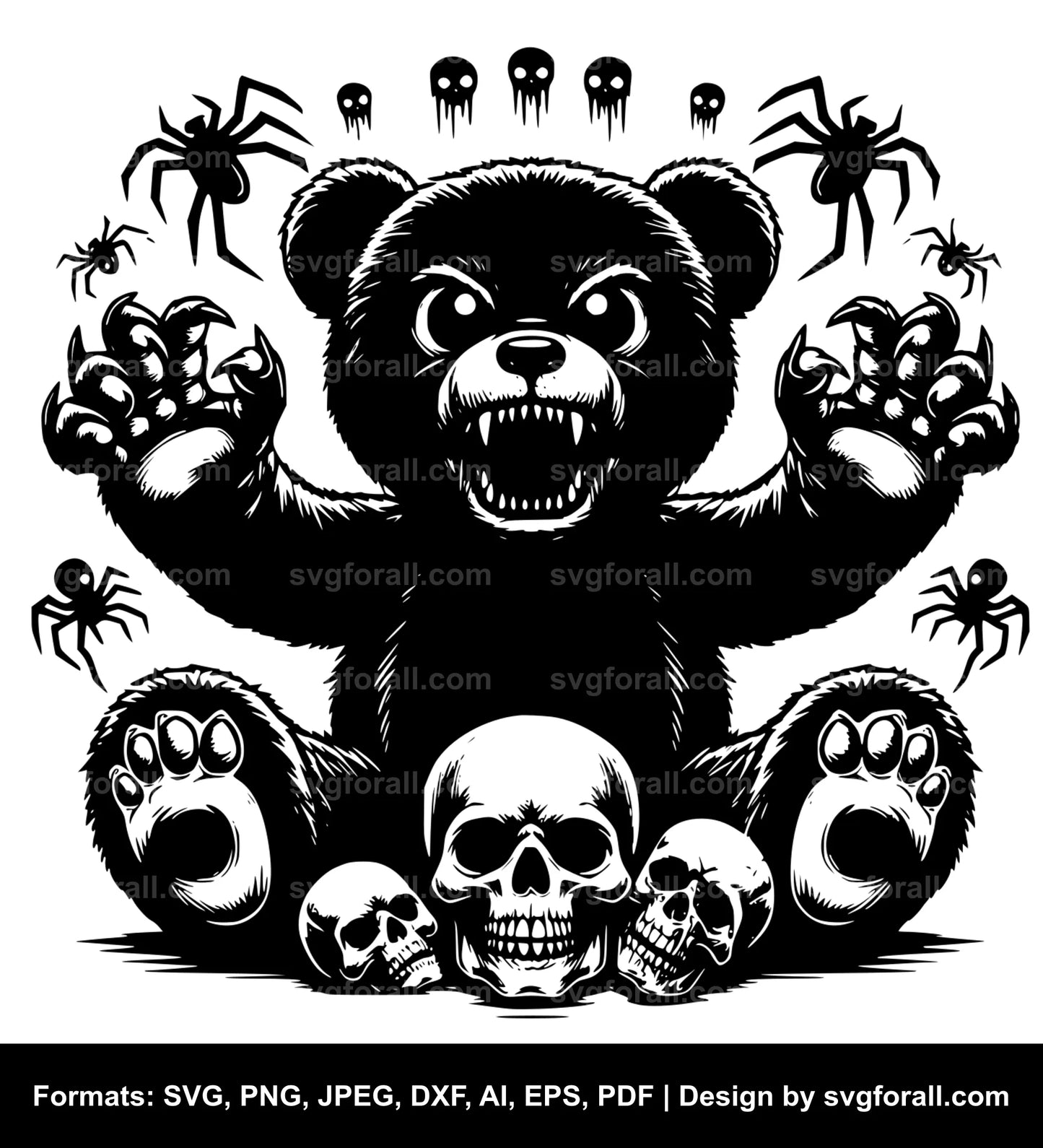 Scary Teddy Bear Black SVG