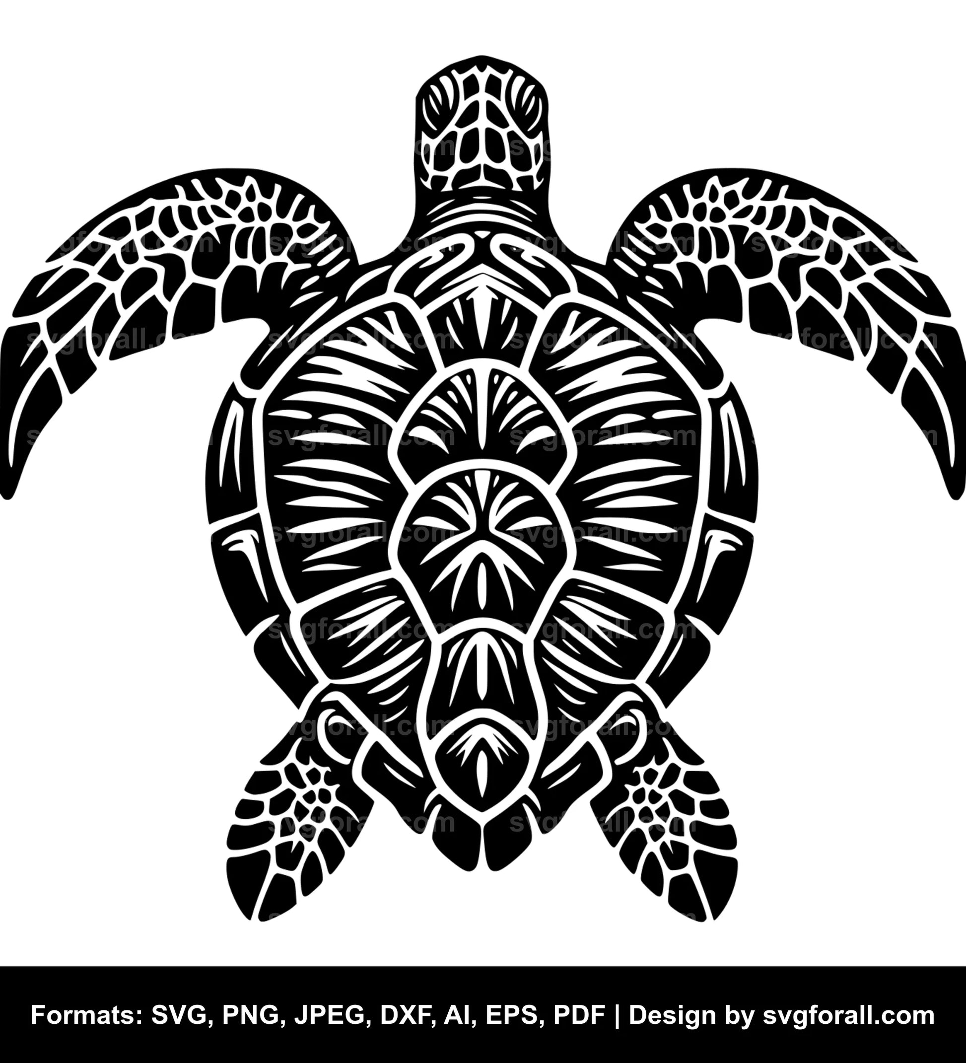 Sea Turtle Black SVG