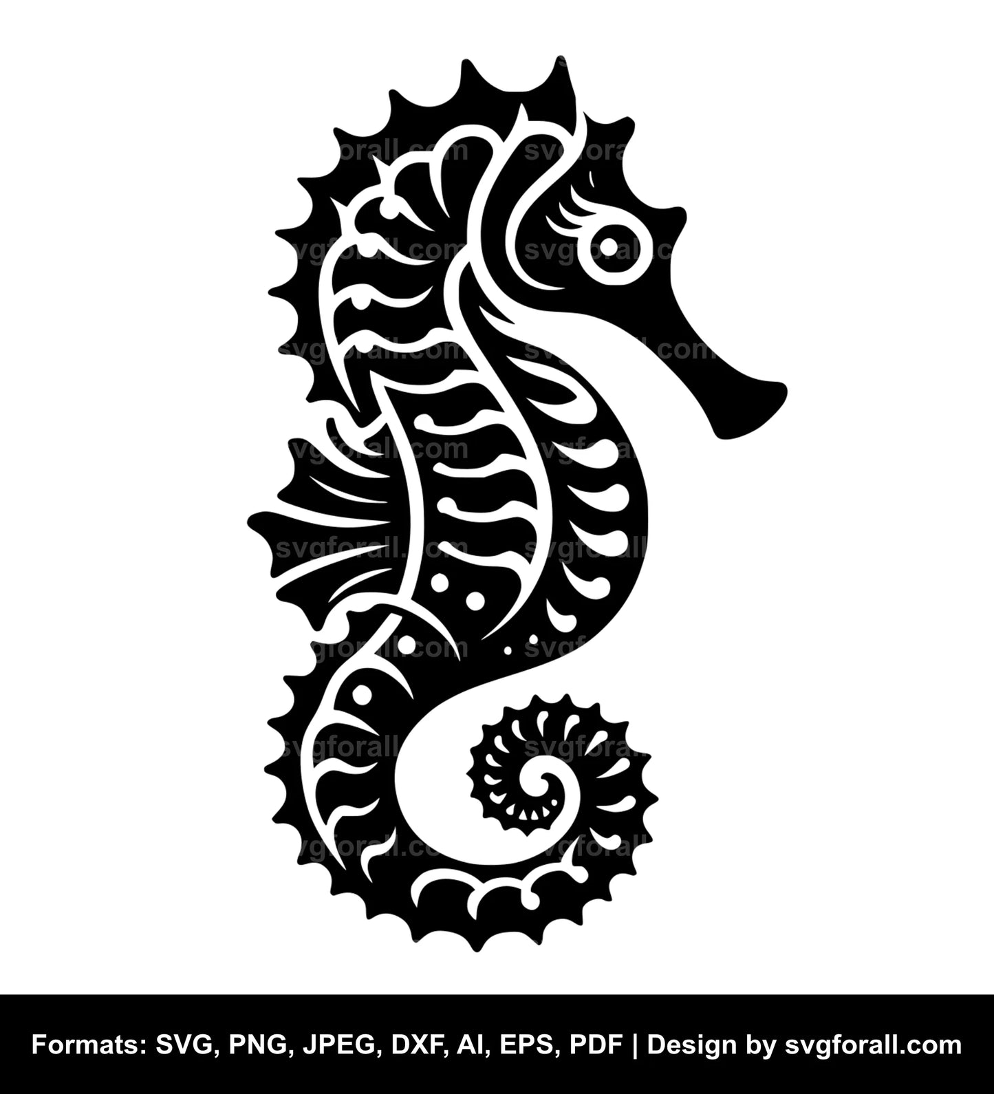 Seahorse Black SVG PNG