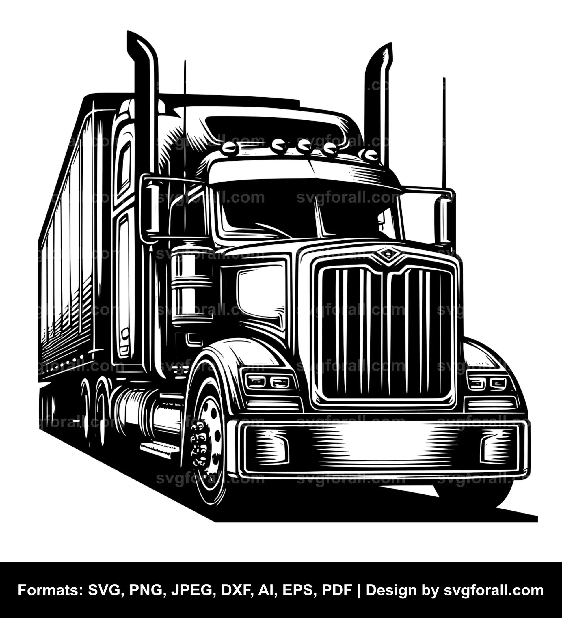 Semi Truck Vector SVG